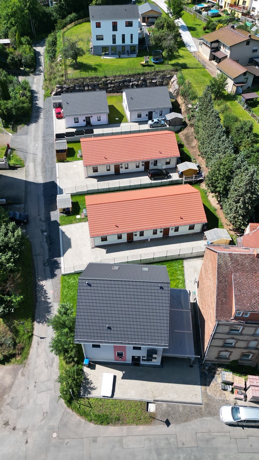 Luftbild des Wohnensembles Palastäcker